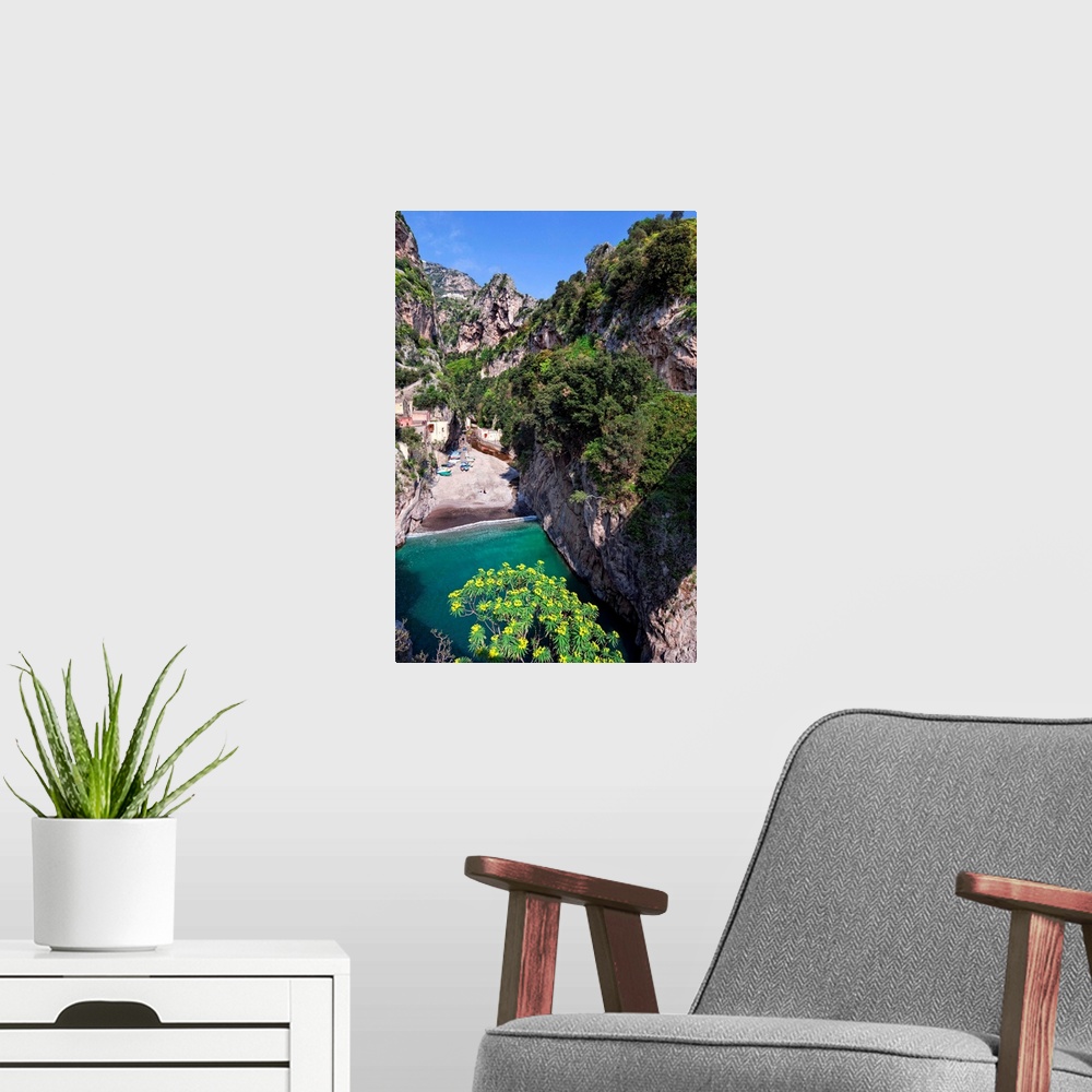 A modern room featuring Italy, Campania, Amalfi Coast, Tyrrhenian coast, Peninsula of Sorrento, Furore