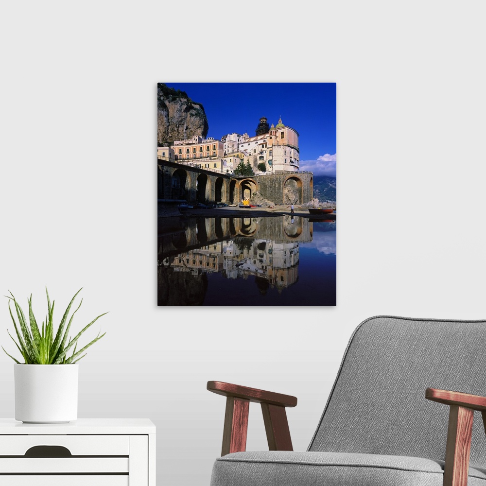 A modern room featuring Italy, Campania, Amalfi Coast, view of Atrani