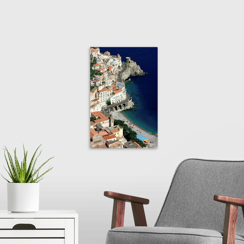 A modern room featuring Italy, Campania, Amalfi Coast, view over town and coast