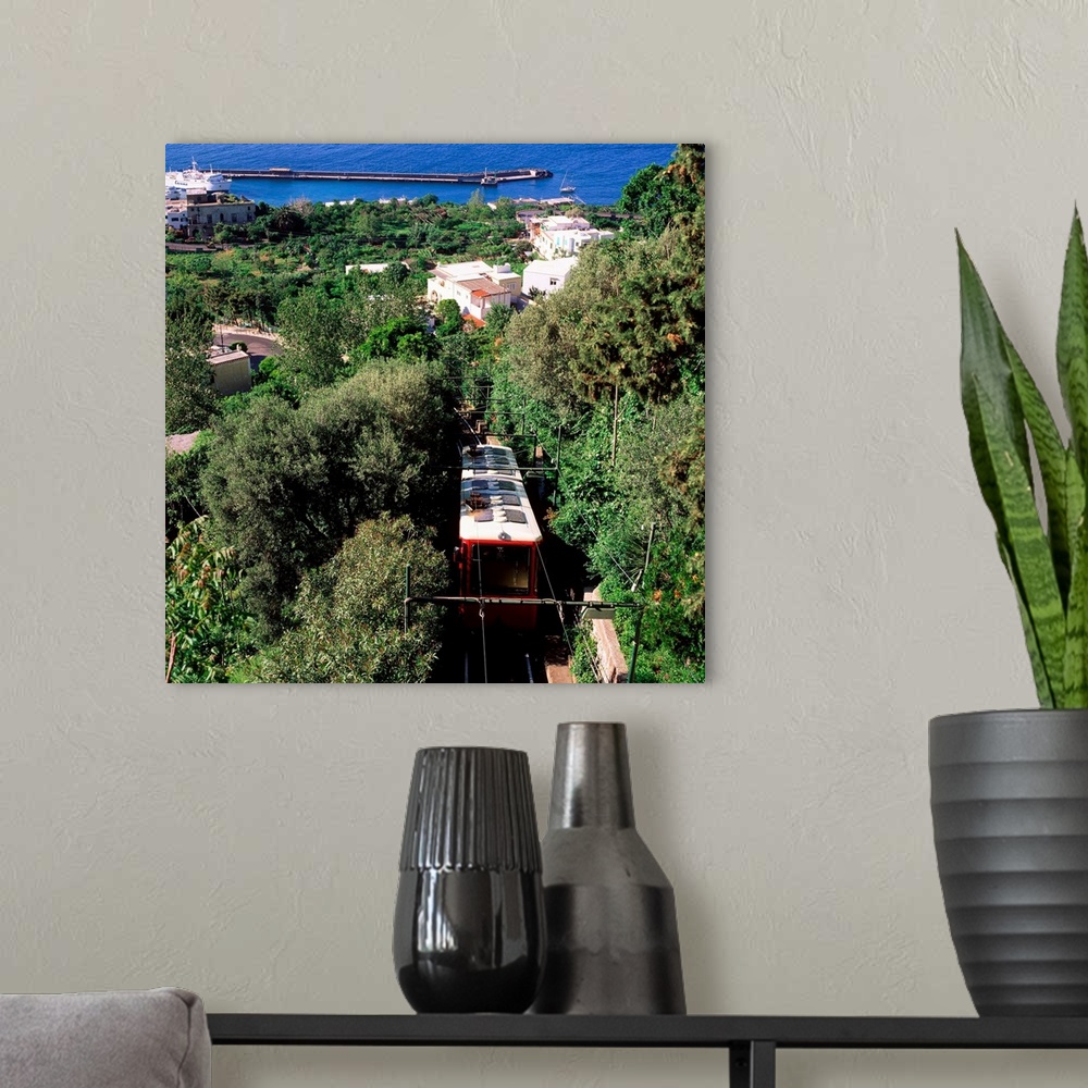 A modern room featuring Italy, Campania, Capri, Funicular and harbor