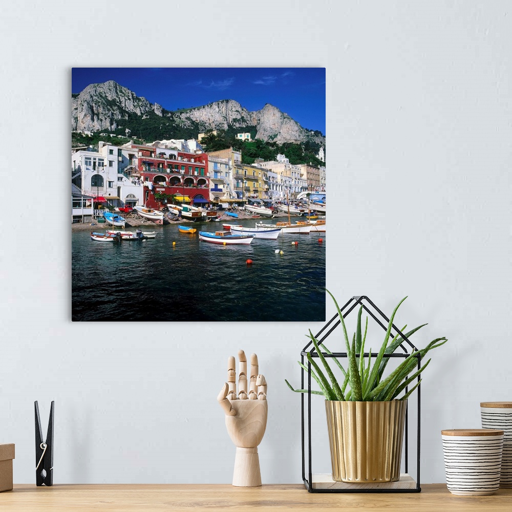 A bohemian room featuring Italy, Campania, Capri, Marina Grande, harbor