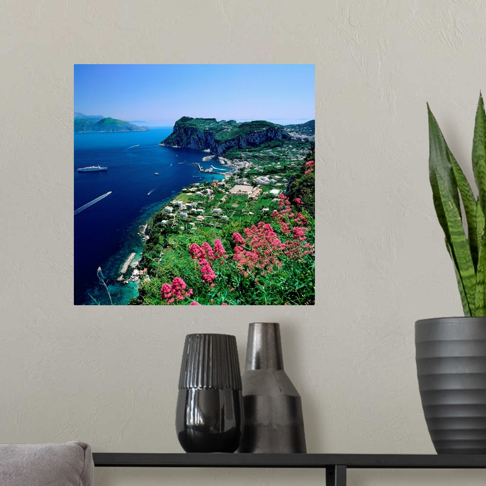 A modern room featuring Italy, Campania, Capri, Marina Grande towards Gulf of Naples and Peninsula of Sorrento