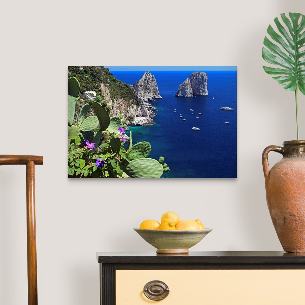 A traditional room featuring Italy, Campania, Mediterranean sea, Tyrrhenian coast, Napoli district, Capri, The Faraglioni