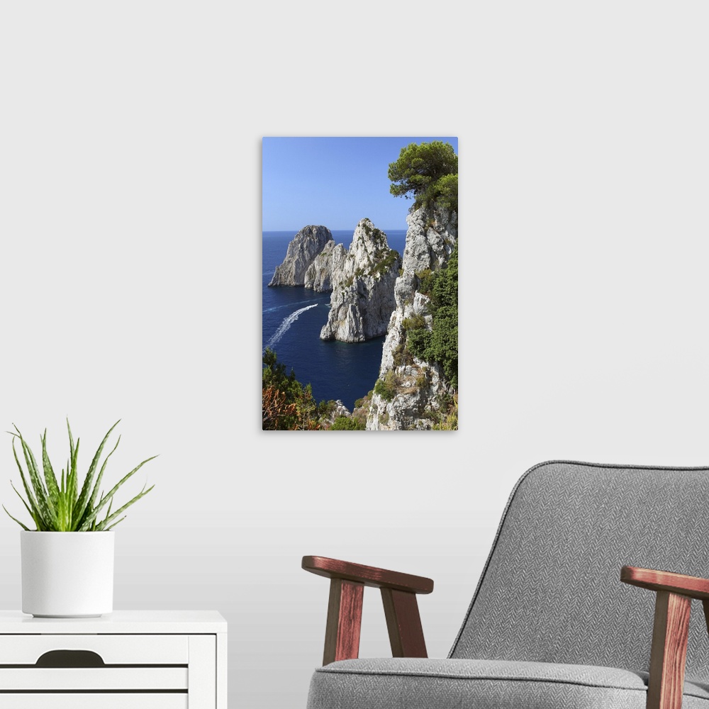 A modern room featuring Italy, Campania, Capri, The Faraglioni (stack rocks)