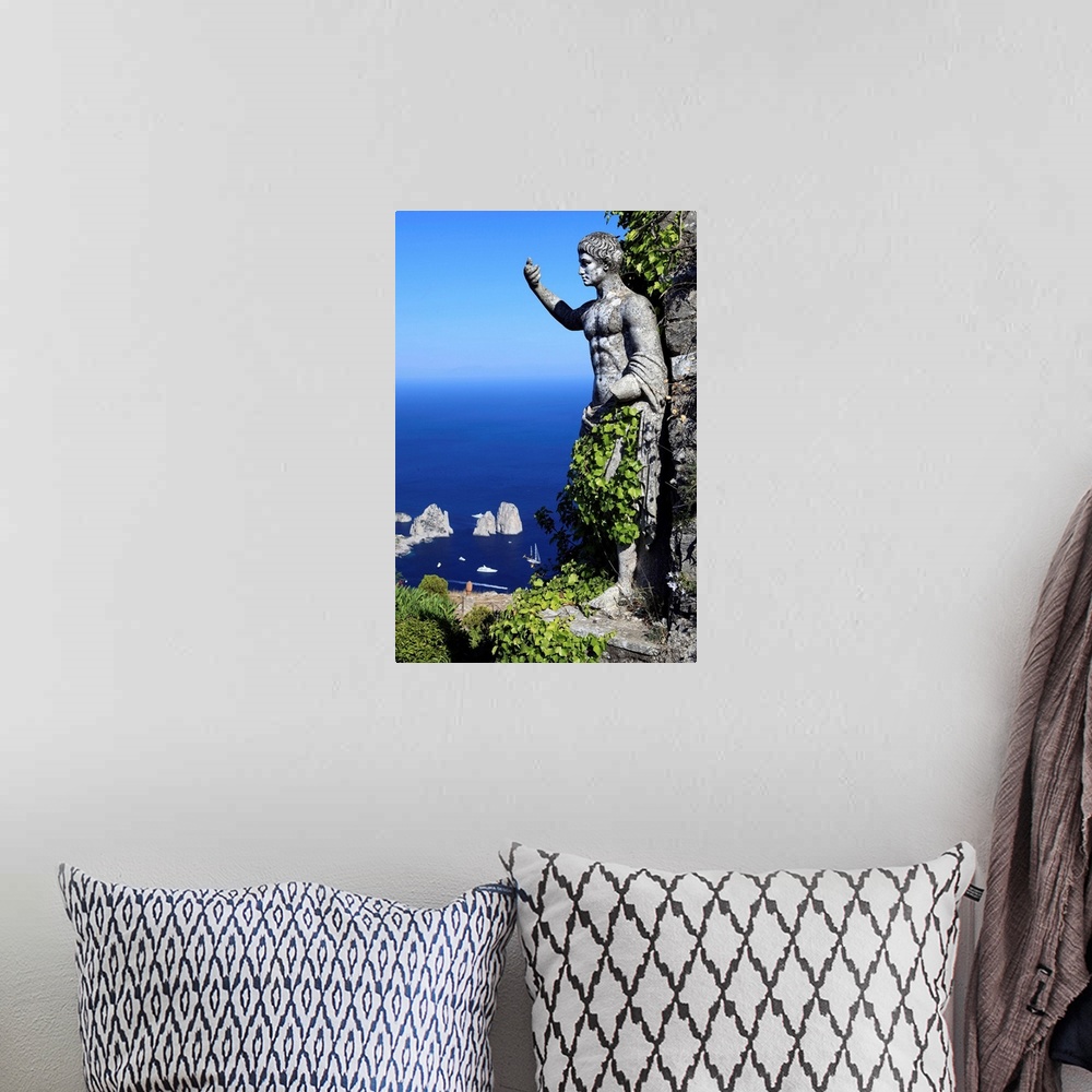 A bohemian room featuring Italy, Campania, Capri, View from Solaro mountain towards the Faraglioni