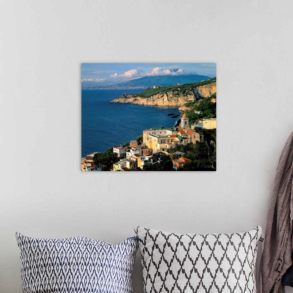 A bohemian room featuring Italy, Campania, Gulf of Naples, view towards Marciano and Mt. Vesuvius