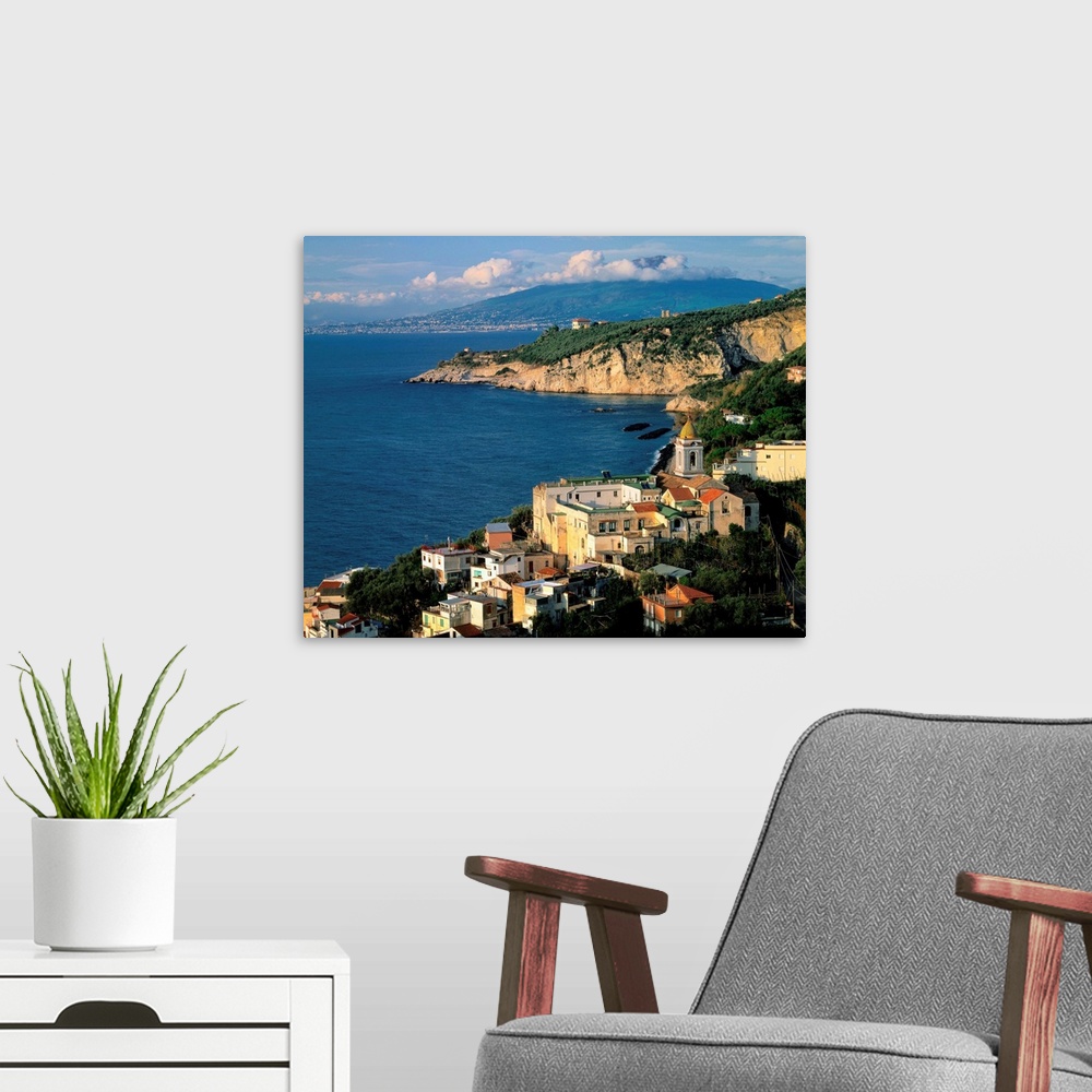A modern room featuring Italy, Campania, Gulf of Naples, view towards Marciano and Mt. Vesuvius