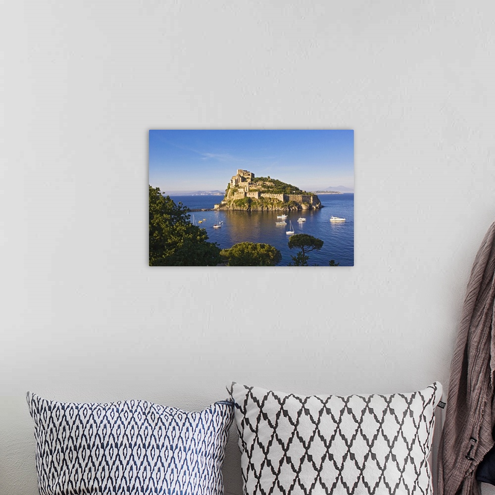 A bohemian room featuring Italy, Campania, Ischia Island, Ischia Ponte, The Castello Aragonese