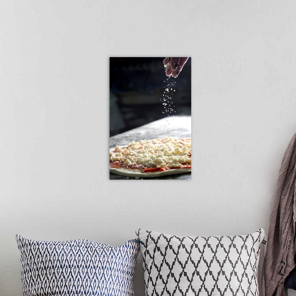 A bohemian room featuring Italy, Campania, Naples, Maria Cacialli making a pizza margherita