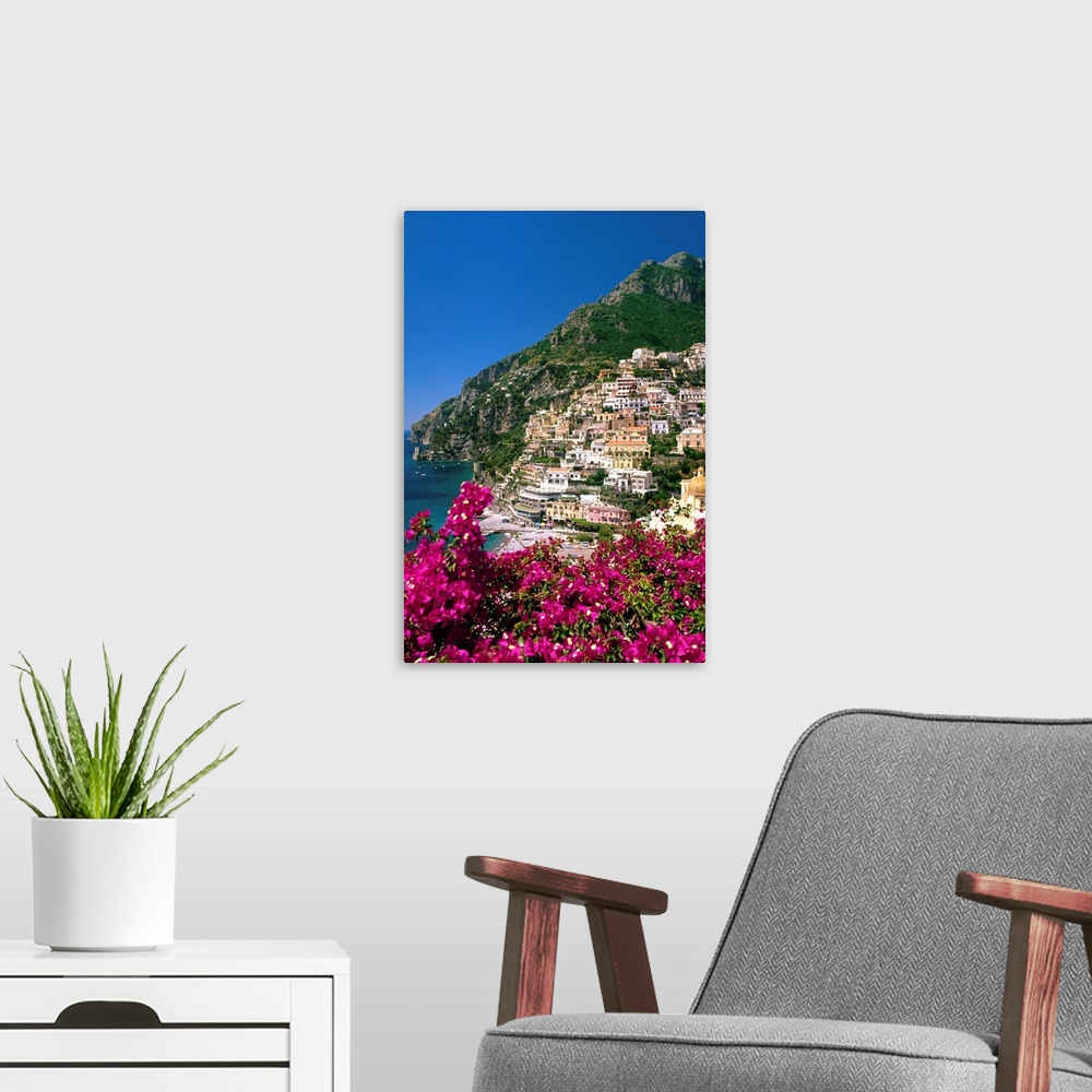 A modern room featuring Italy, Campania, Peninsula of Sorrento, Positano, View of the town