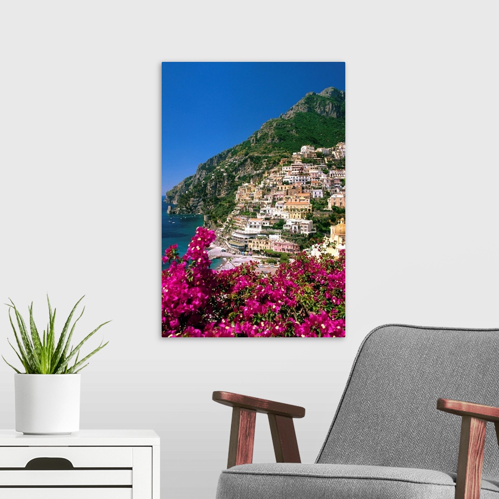 A modern room featuring Italy, Campania, Peninsula of Sorrento, Positano, View of the town