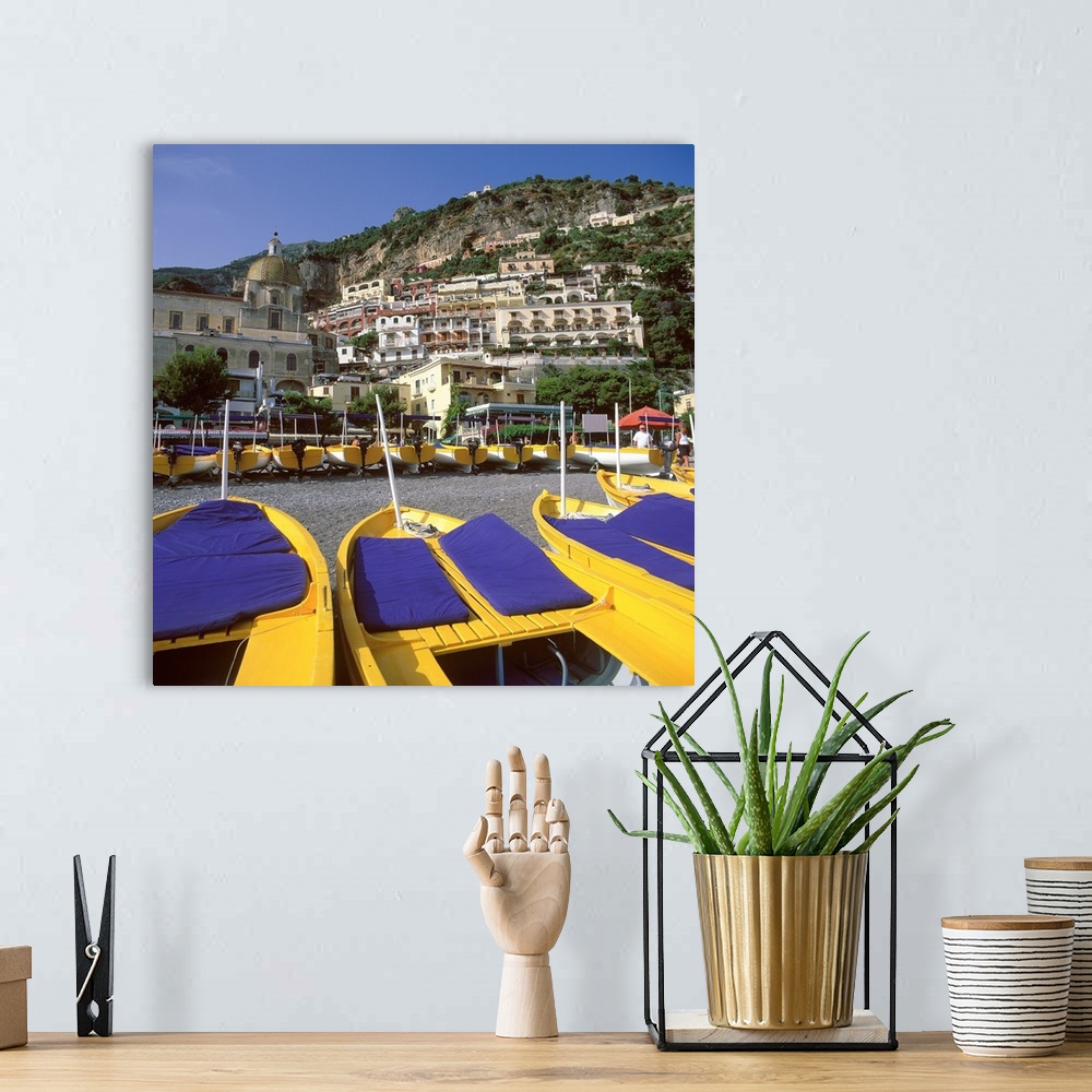A bohemian room featuring Italy, Campania, Positano, Amalfi coast, beach and town
