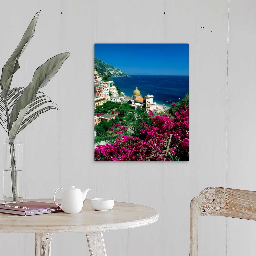 A farmhouse room featuring Italy, Campania, Positano, view over town and coast, Amalfi coast