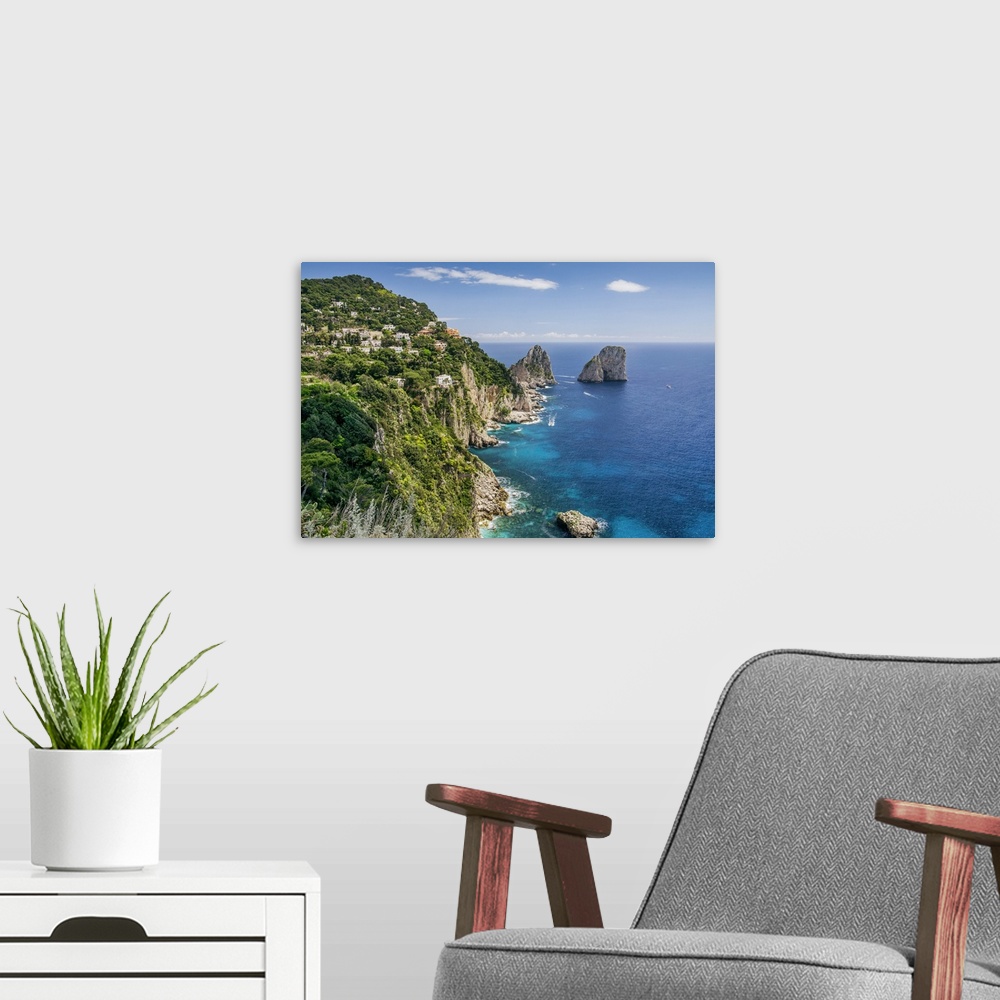 A modern room featuring Italy, Campania, Napoli district, Capri, Punta Tragara, Tyrrhenian sea, Tyrrhenian coast, South c...