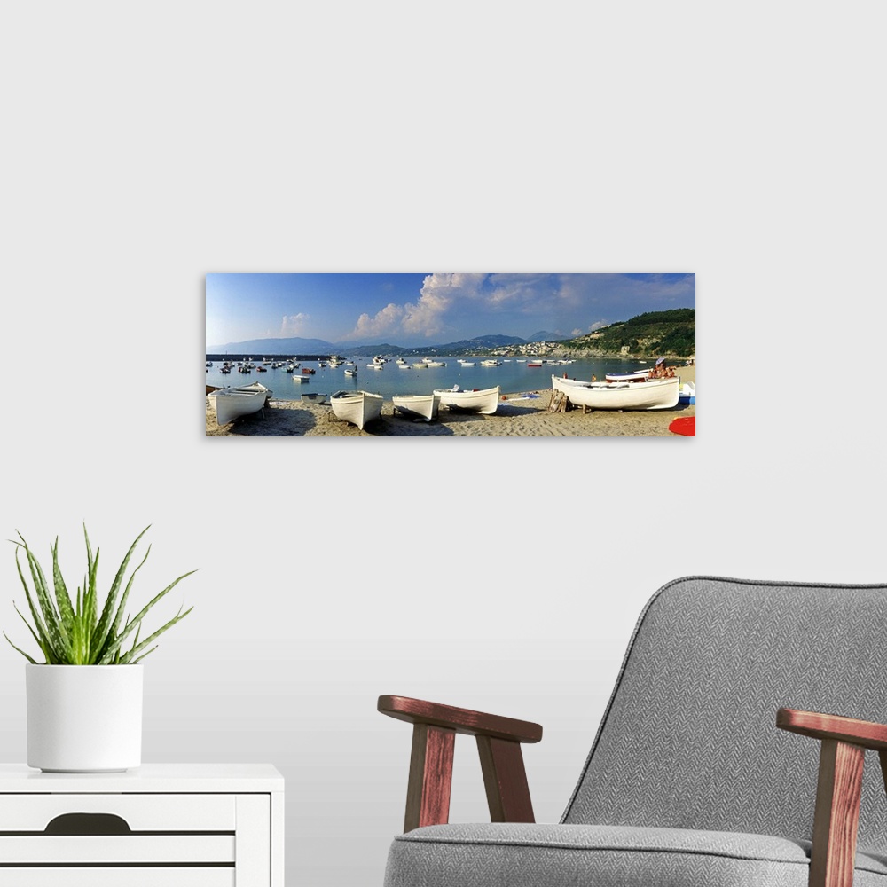 A modern room featuring Italy, Campania, Salerno district, coast, Boats on the beach