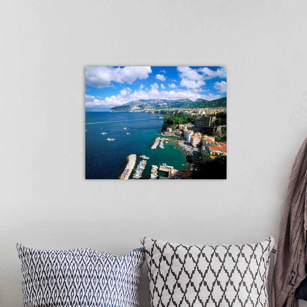A bohemian room featuring Italy, Campania, Sorrento, view of the town and Gulf of Naples