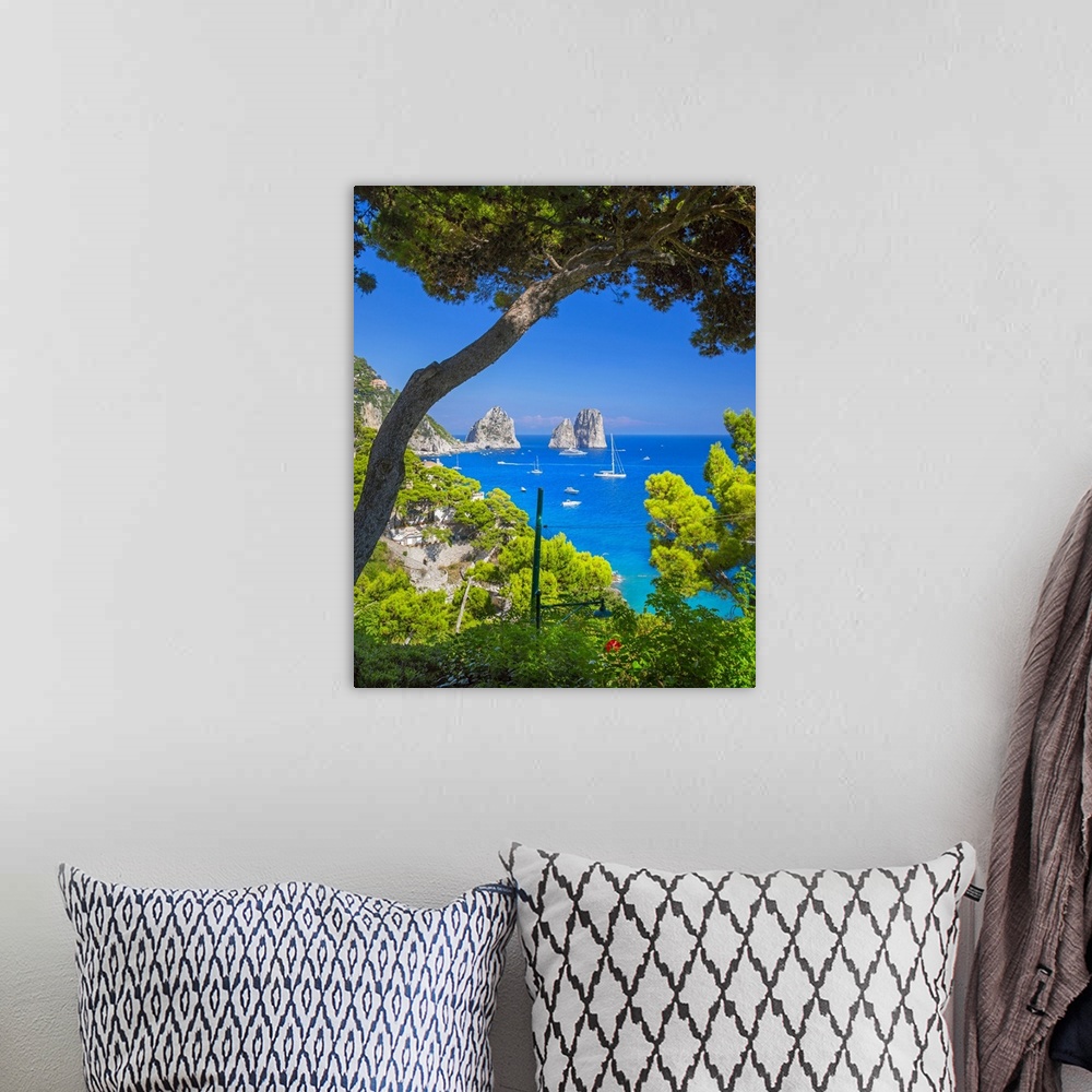 A bohemian room featuring Italy, Campania, Mediterranean sea, Tyrrhenian sea, Tyrrhenian coast, Napoli district, Capri, Mar...