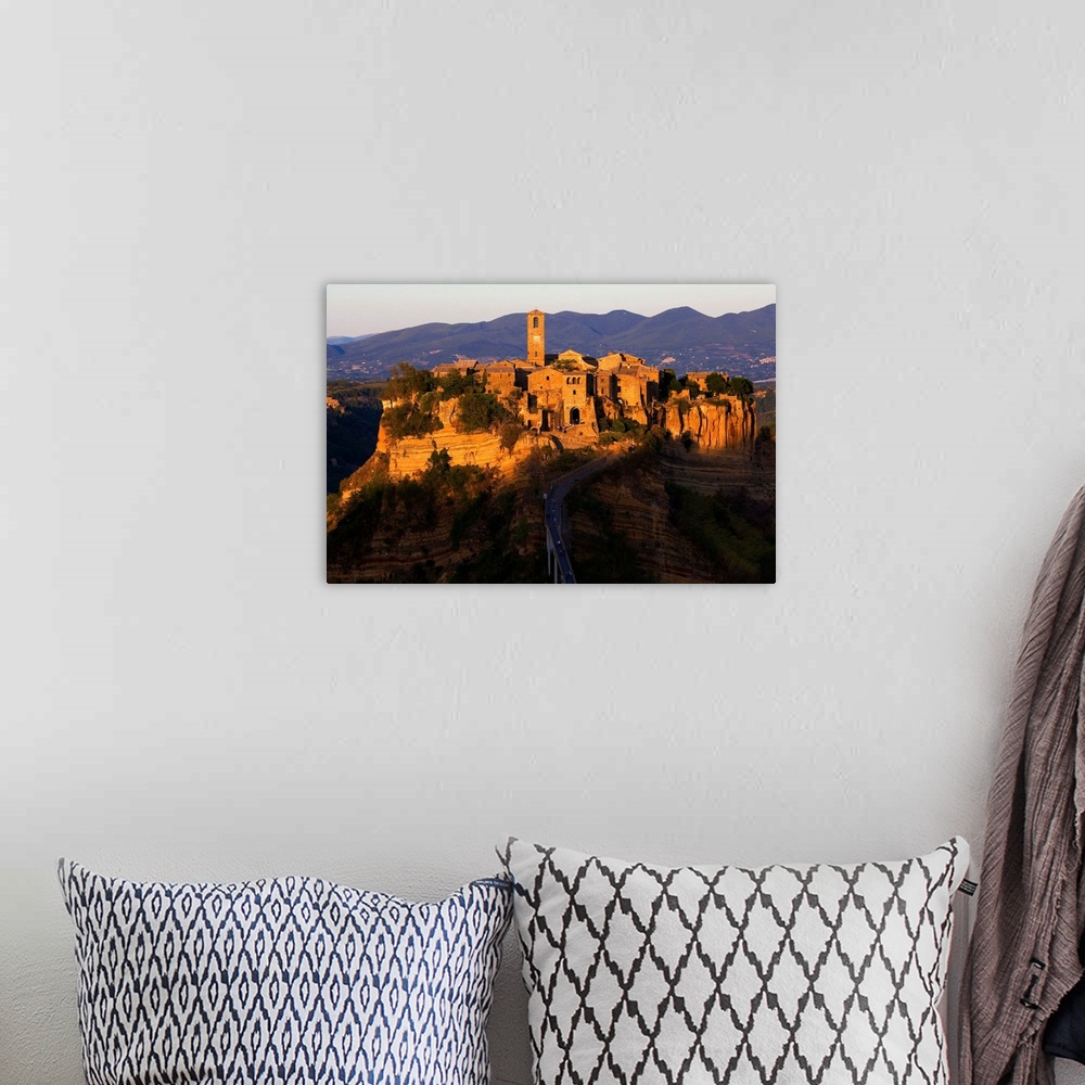 A bohemian room featuring Italy, Civita di Bagnoregio, View of the village at sunset