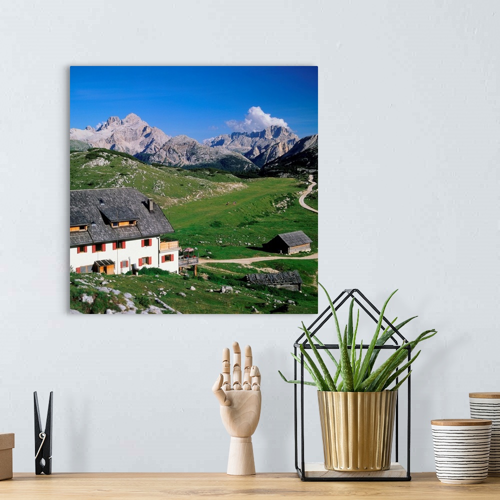 A bohemian room featuring Italy, Dolomites, Fanes Sennes Braies Natural Park, Sennes refuge towards Croda Rossa