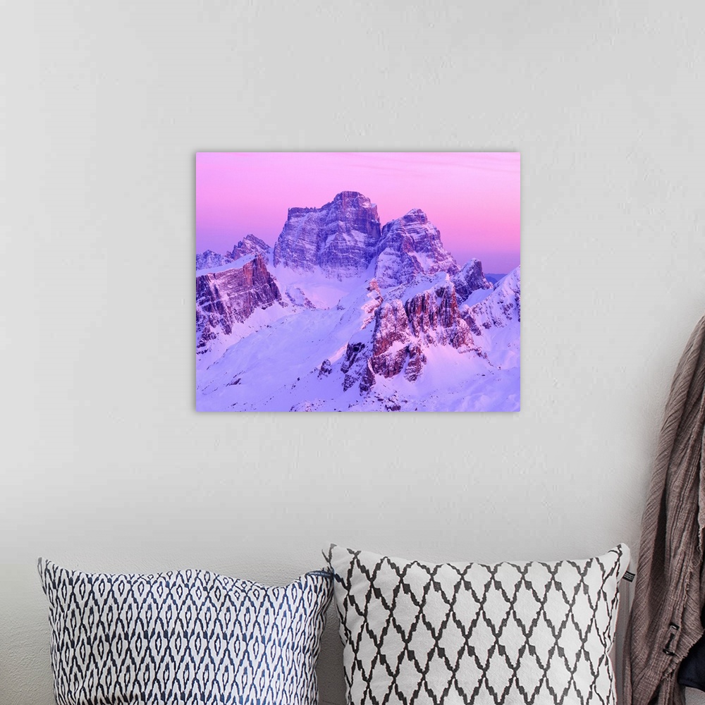 A bohemian room featuring Italy, Dolomites, Pelmo, Mount Pelmo, sunset