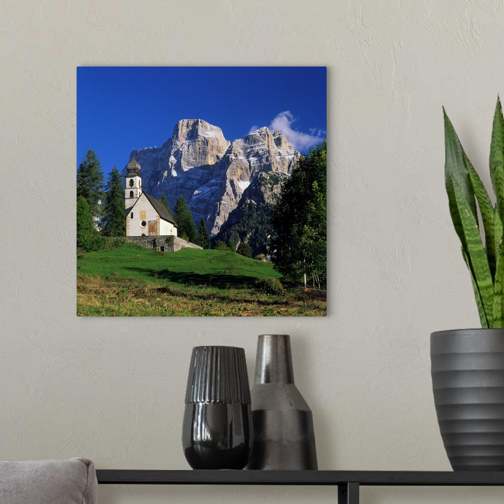 A modern room featuring Italy, Dolomites, Pelmo, Val Fiorentina, Santa Fosca church towards Mount Pelmo