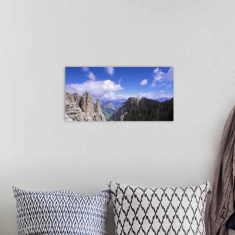 A bohemian room featuring Italy, Dolomites, Sella, view towards Val de Mesdi, Colfosco and Sassongher