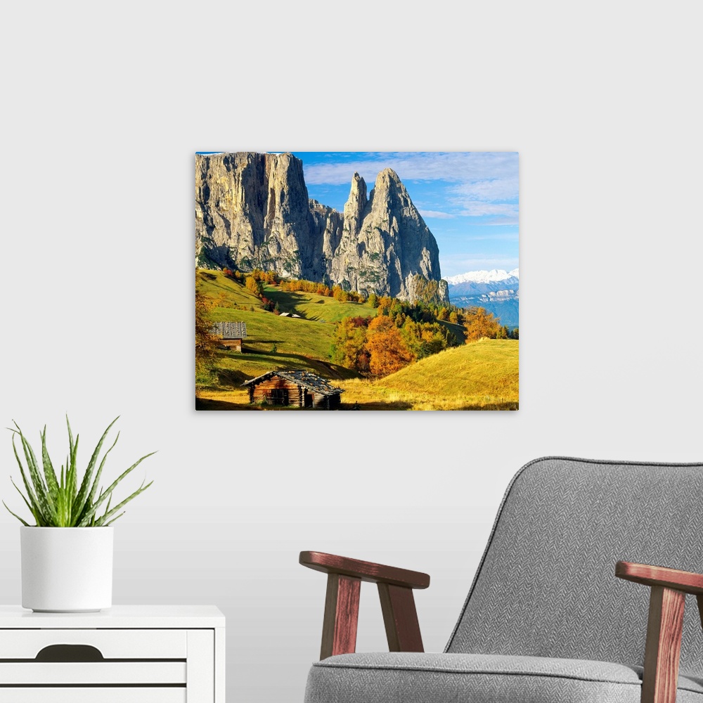 A modern room featuring Italy, Dolomites, Swiss Alps (Seiser Alm), view towards Sciliar (Schlern)