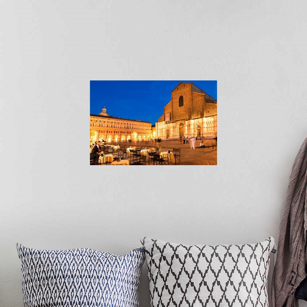 A bohemian room featuring Italy, Emilia-Romagna, Bologna, Piazza Maggiore, San Petronio Cathedral