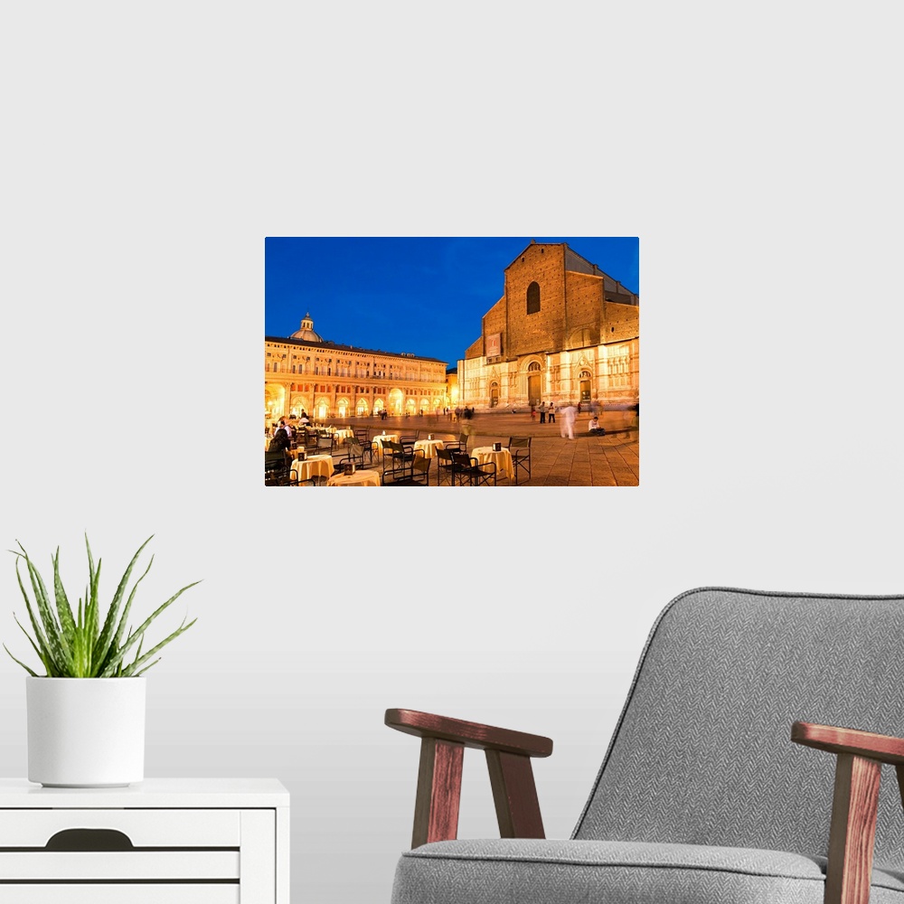 A modern room featuring Italy, Emilia-Romagna, Bologna, Piazza Maggiore, San Petronio Cathedral