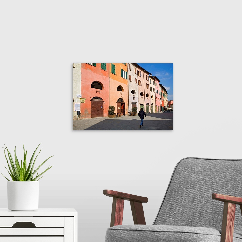 A modern room featuring Italy, Italia, Emilia-Romagna, Brisighella town, Piazza Marconi and Via del Borgo (or degli Asini)