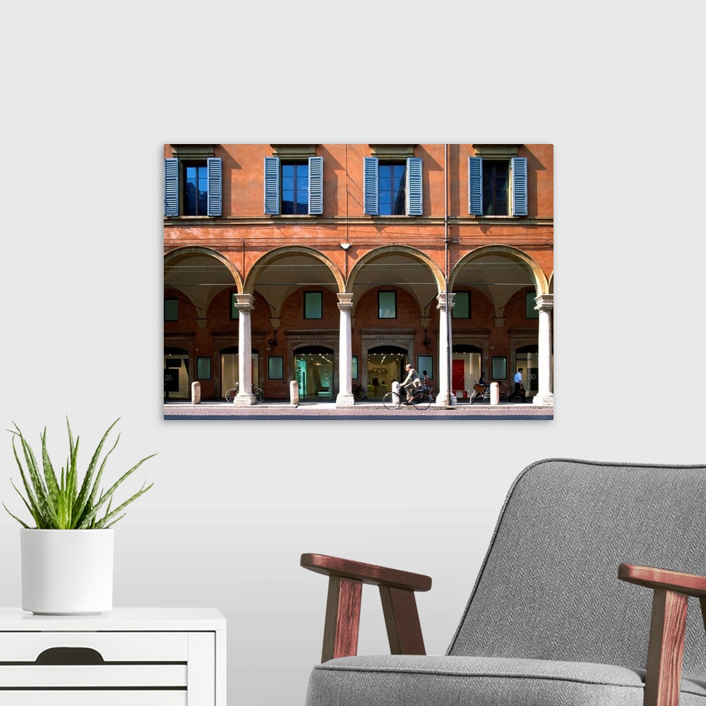 A modern room featuring Italy, Emilia-Romagna, Modena, Arcades along Via Emilia