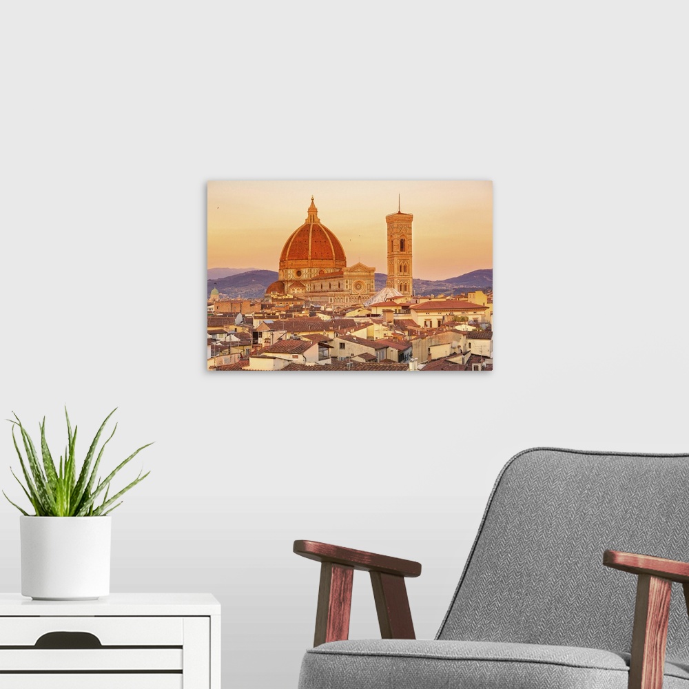 A modern room featuring Italy, Tuscany, Firenze district, Florence, Duomo Santa Maria del Fiore, Duomo and Giotto's Bell ...