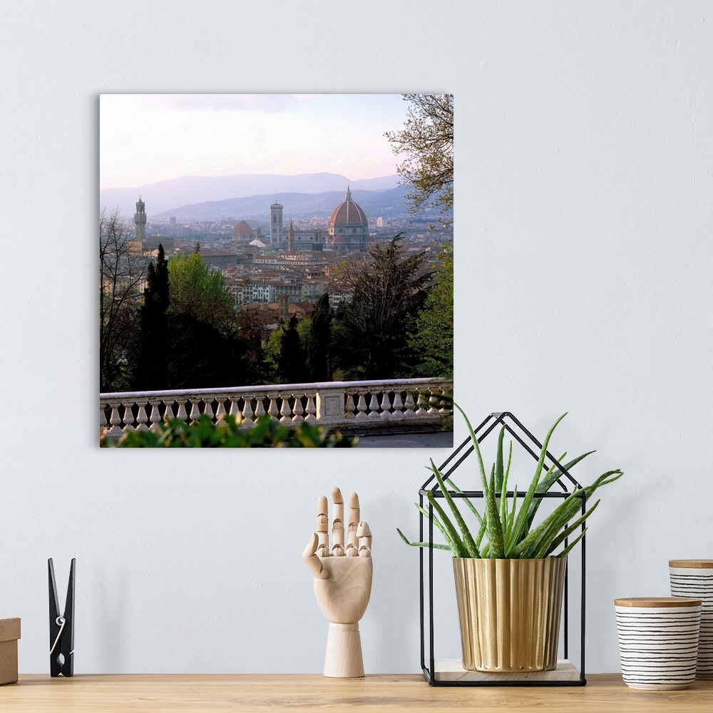 A bohemian room featuring Italy, Florence, Old town, Cathedral and Palazzo Vecchio in spring