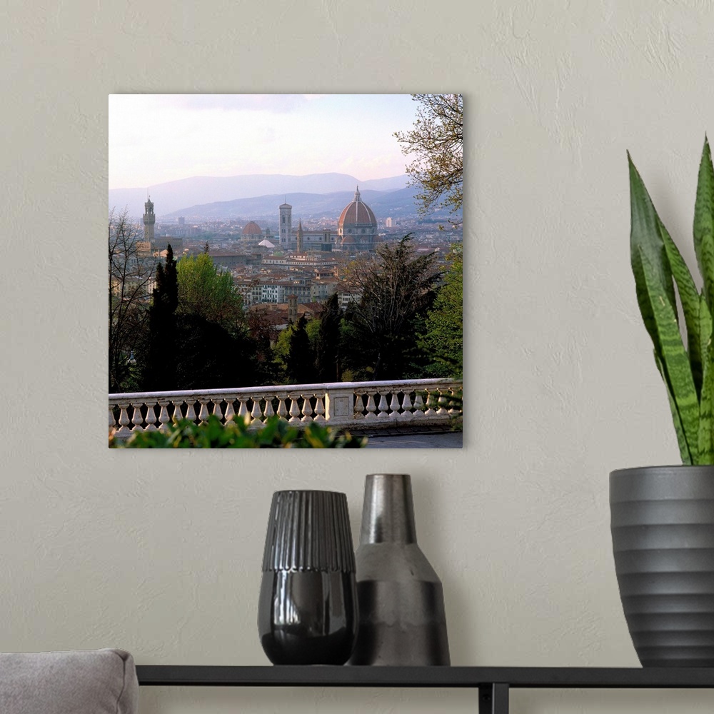 A modern room featuring Italy, Florence, Old town, Cathedral and Palazzo Vecchio in spring