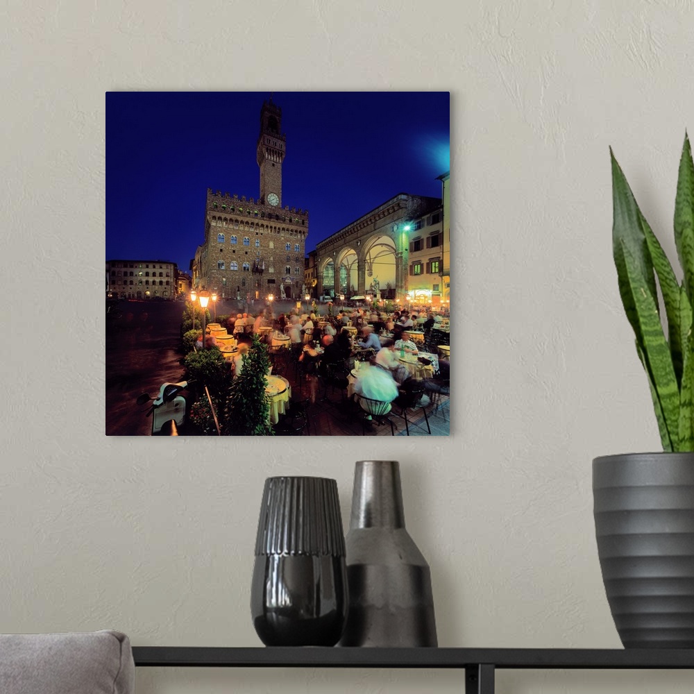 A modern room featuring Italy, Florence, Piazza della Signoria, Palazzo Vecchio and Loggia dei Lanzi