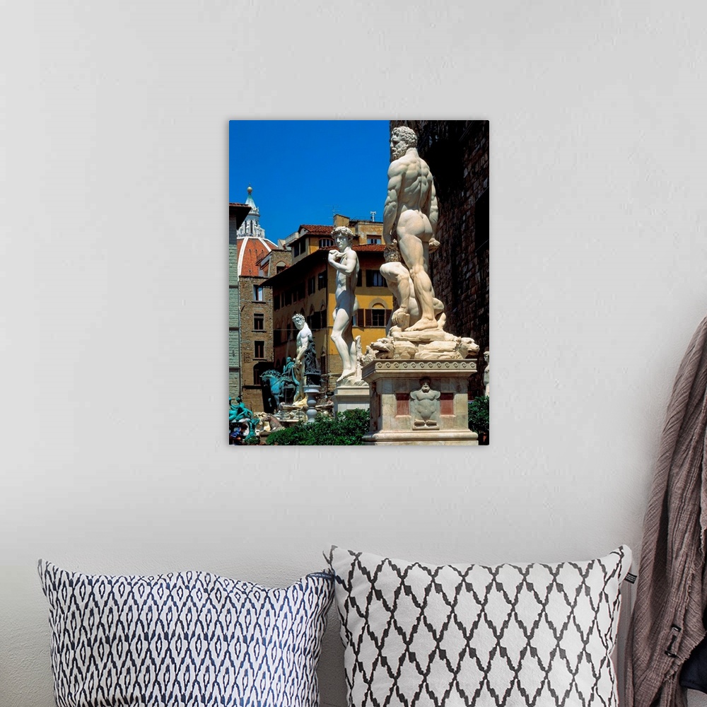 A bohemian room featuring Italy, Florence, Piazza della Signoria, statue