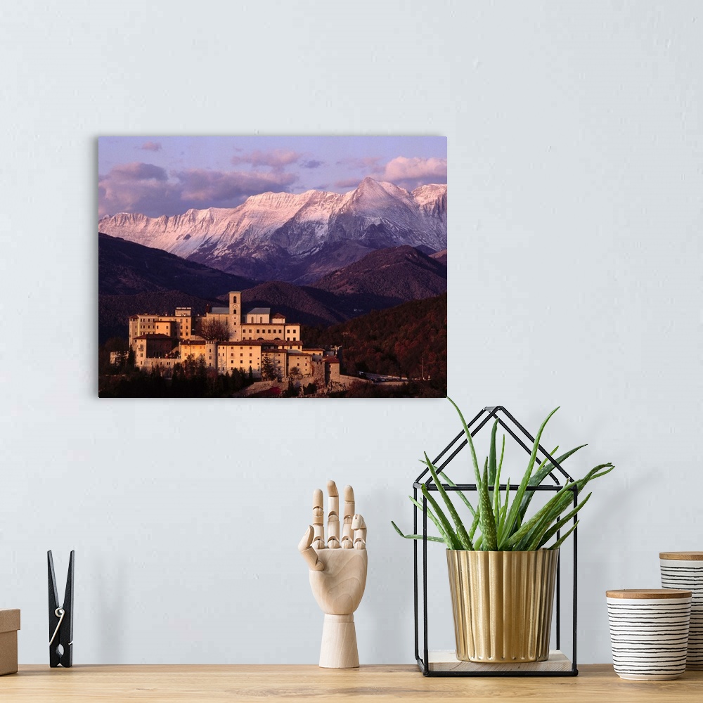 A bohemian room featuring Italy, Friuli, Julian Alps, Castelmonte sanctuary towards Julian Alps