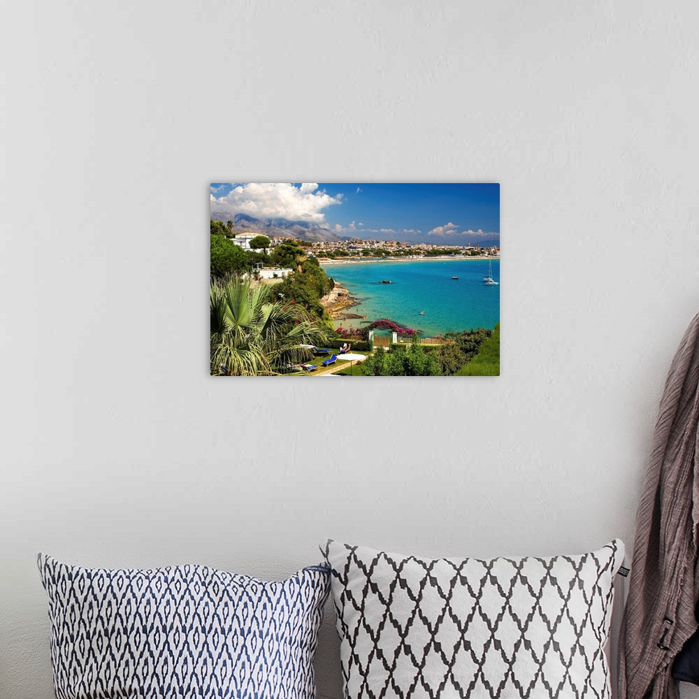 A bohemian room featuring Italy, Gaeta, Landscape with Serapo beach in the background