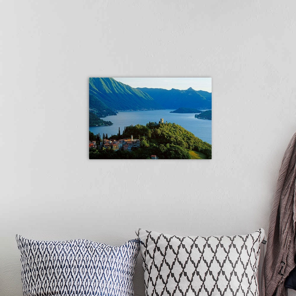 A bohemian room featuring Italy, Lake Como, Varenna, view of lake