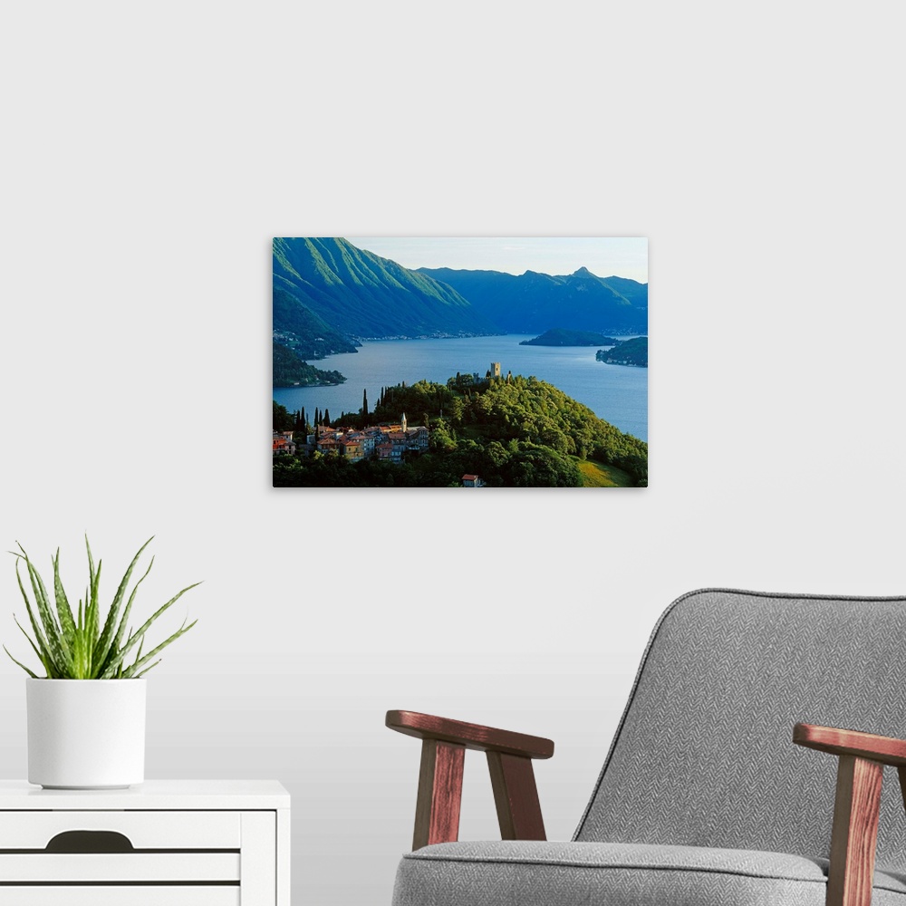 A modern room featuring Italy, Lake Como, Varenna, view of lake