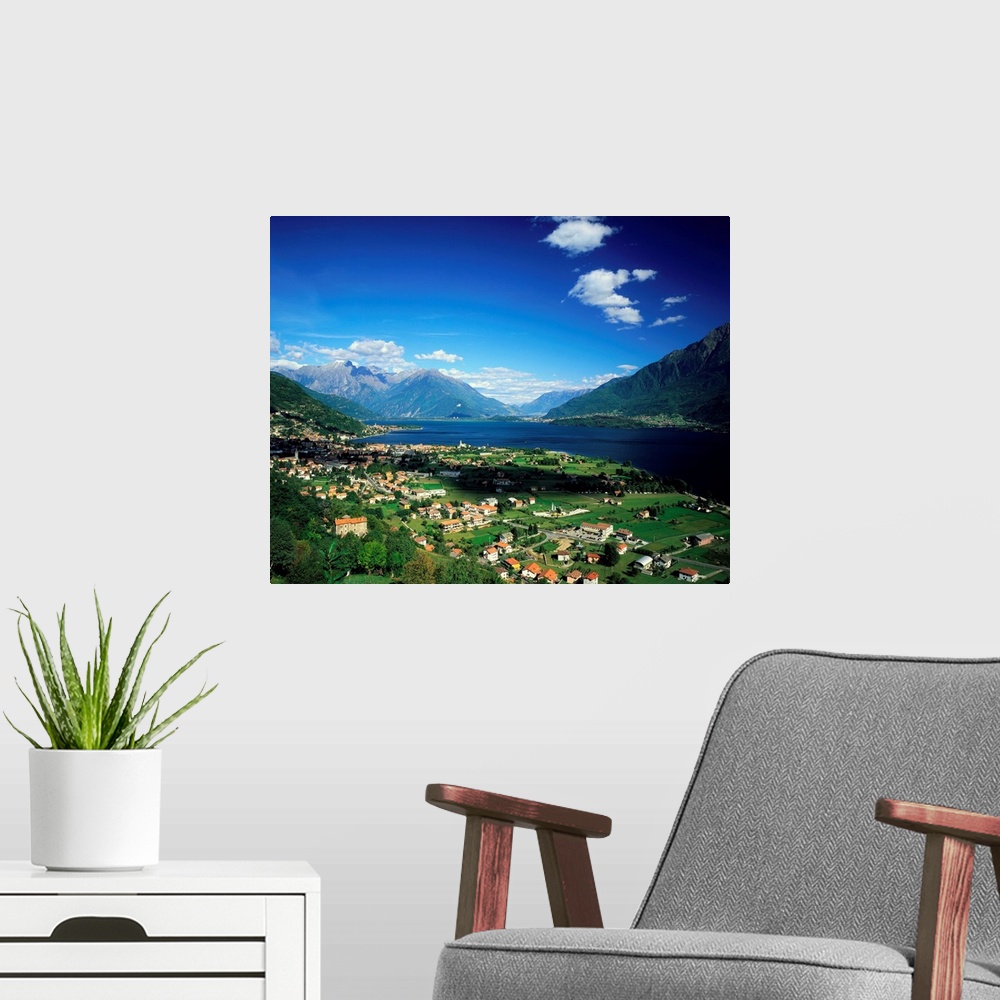 A modern room featuring Italy, Lake Como, view towards lake