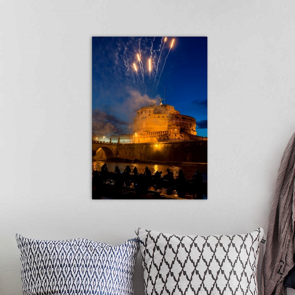A bohemian room featuring Italy, Latium, Roma district, Rome, Mausoleum of Hadrian, Fireworks at the Castel Sant'Angelo (Ma...