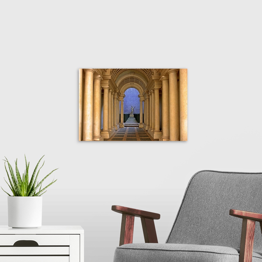 A modern room featuring Italy, Latium, Rome, Palazzo Spada, gallery by Borromini