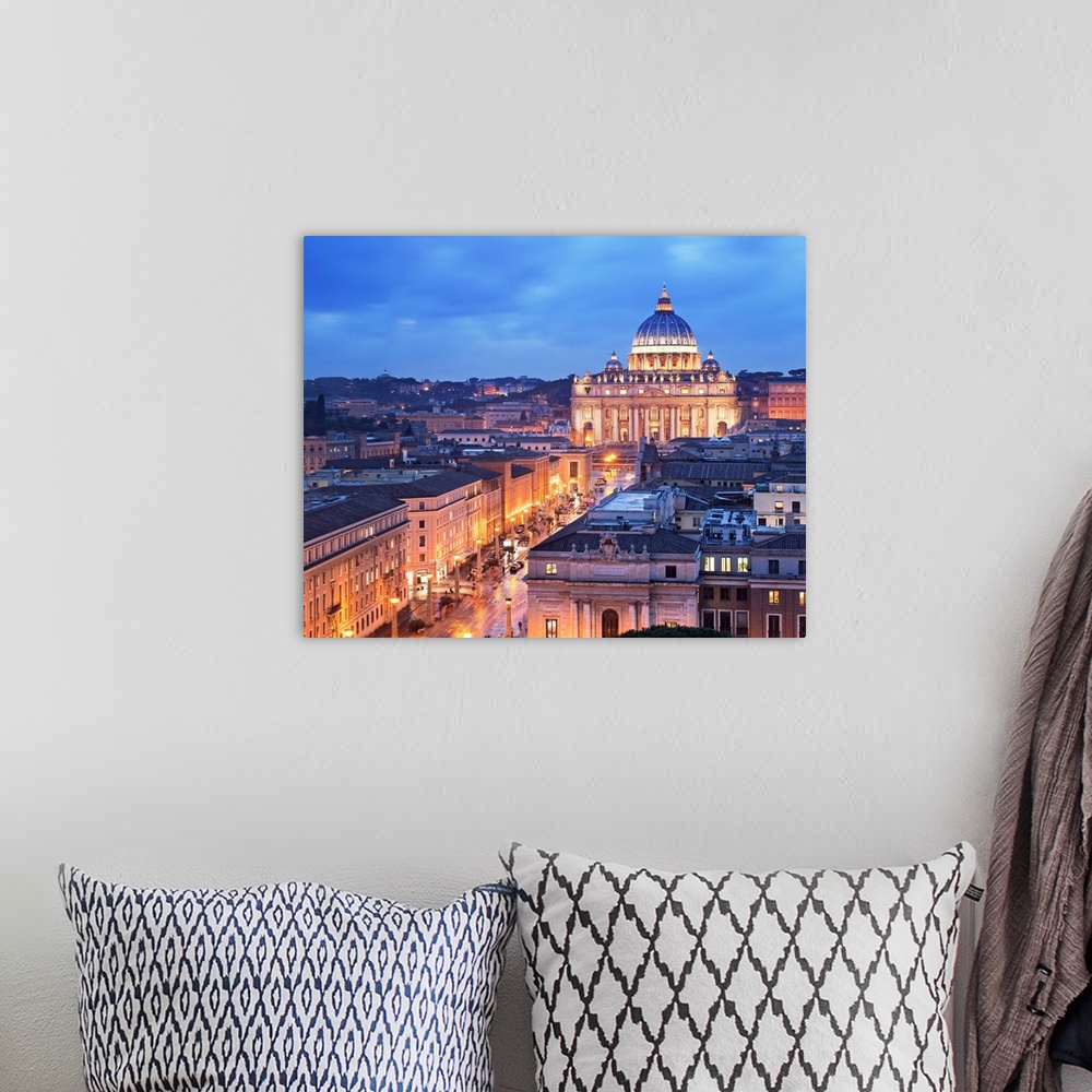 A bohemian room featuring Italy, Latium, Roma district, Rome, Saint Peter's Square, Saint Peter's Basilica, View from Hadri...