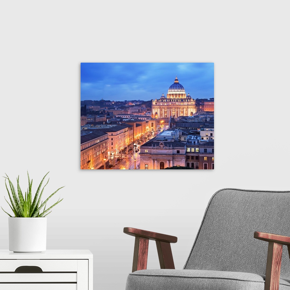 A modern room featuring Italy, Latium, Roma district, Rome, Saint Peter's Square, Saint Peter's Basilica, View from Hadri...
