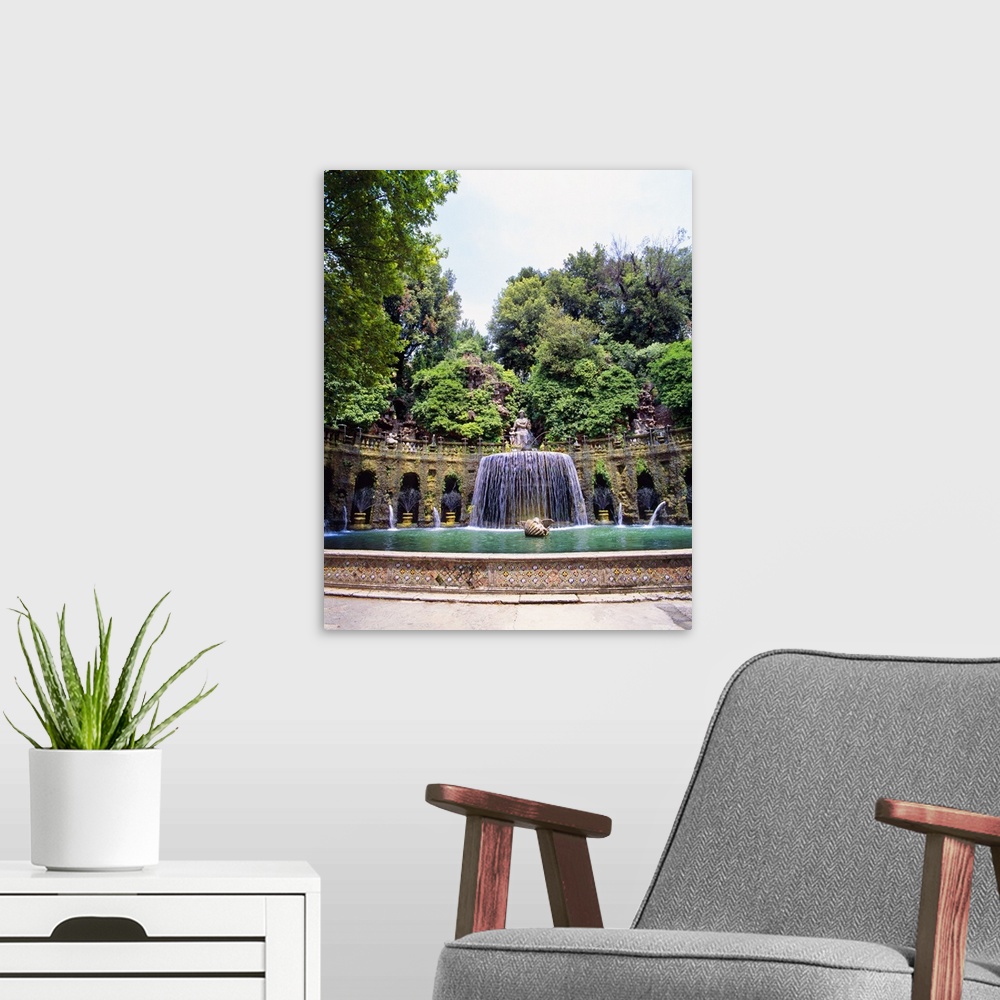 A modern room featuring Italy, Latium, Tivoli, Villa d'Este fountain (UNESCO World Heritage)