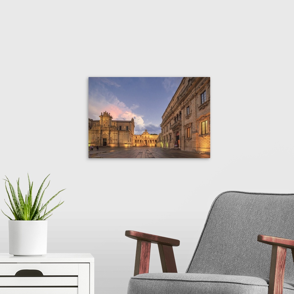 A modern room featuring Italy, Apulia, Lecce district, Salentine Peninsula, Salento, Lecce, Duomo Square with Santa Maria...