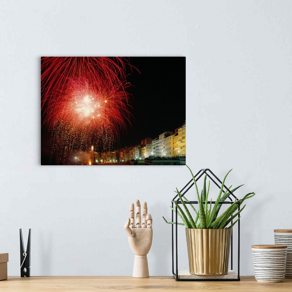 A bohemian room featuring Italy, Liguria, Camogli, Fireworks