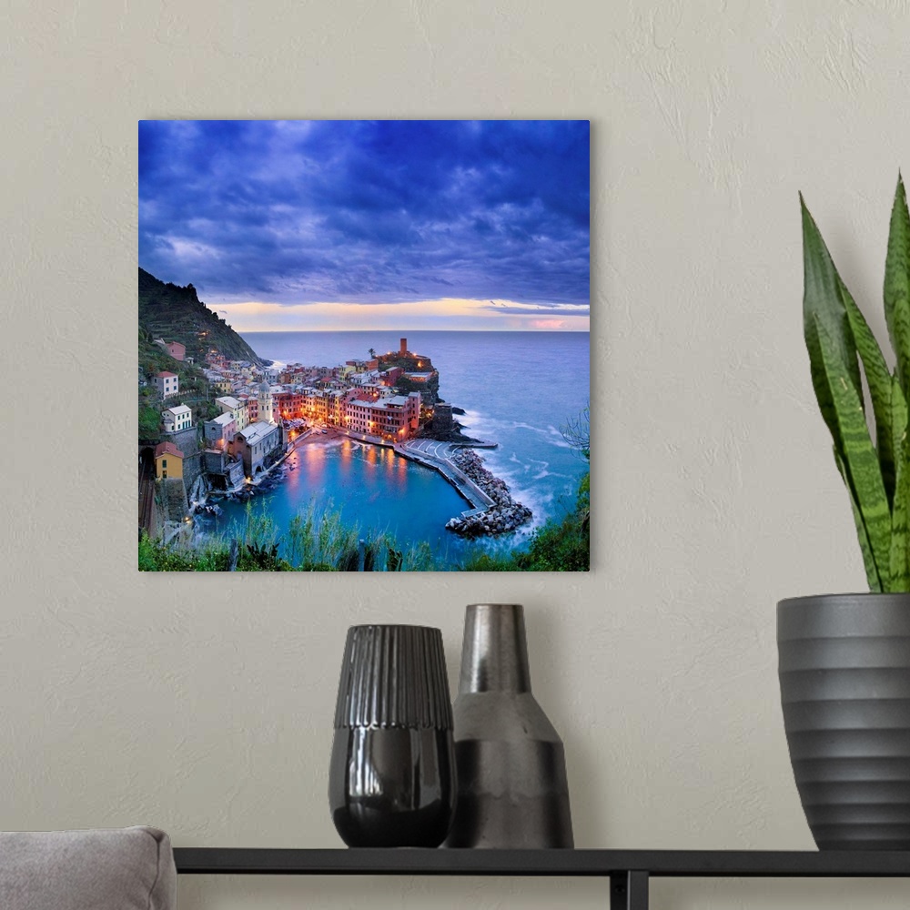 A modern room featuring Italy, Liguria, Cinque Terre, View of Vernazza