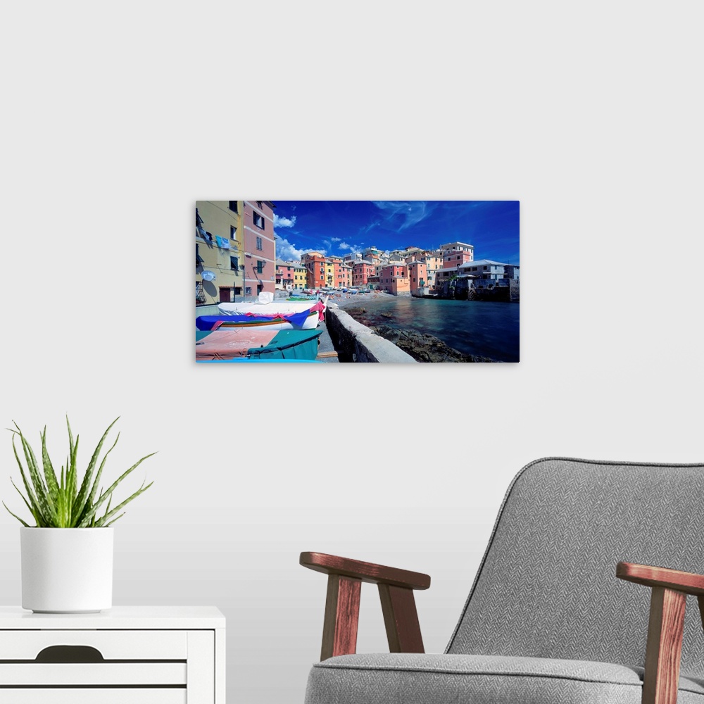 A modern room featuring Italy, Liguria, Genoa, Boccadasse, small harbor